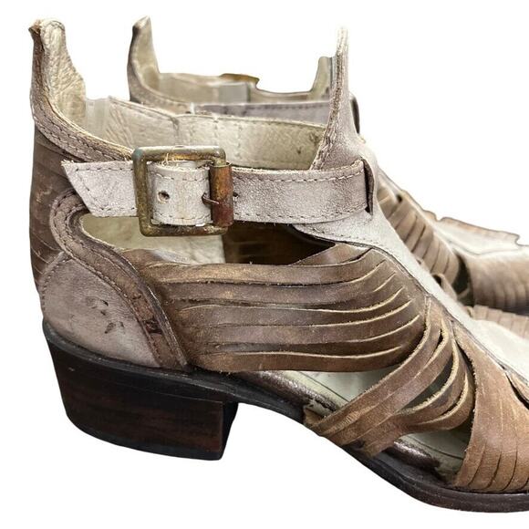 Freebird by Steven Arrow Womens Leather Block Heel Open Toe Booties Sandals sz 6 - Picture 12 of 16